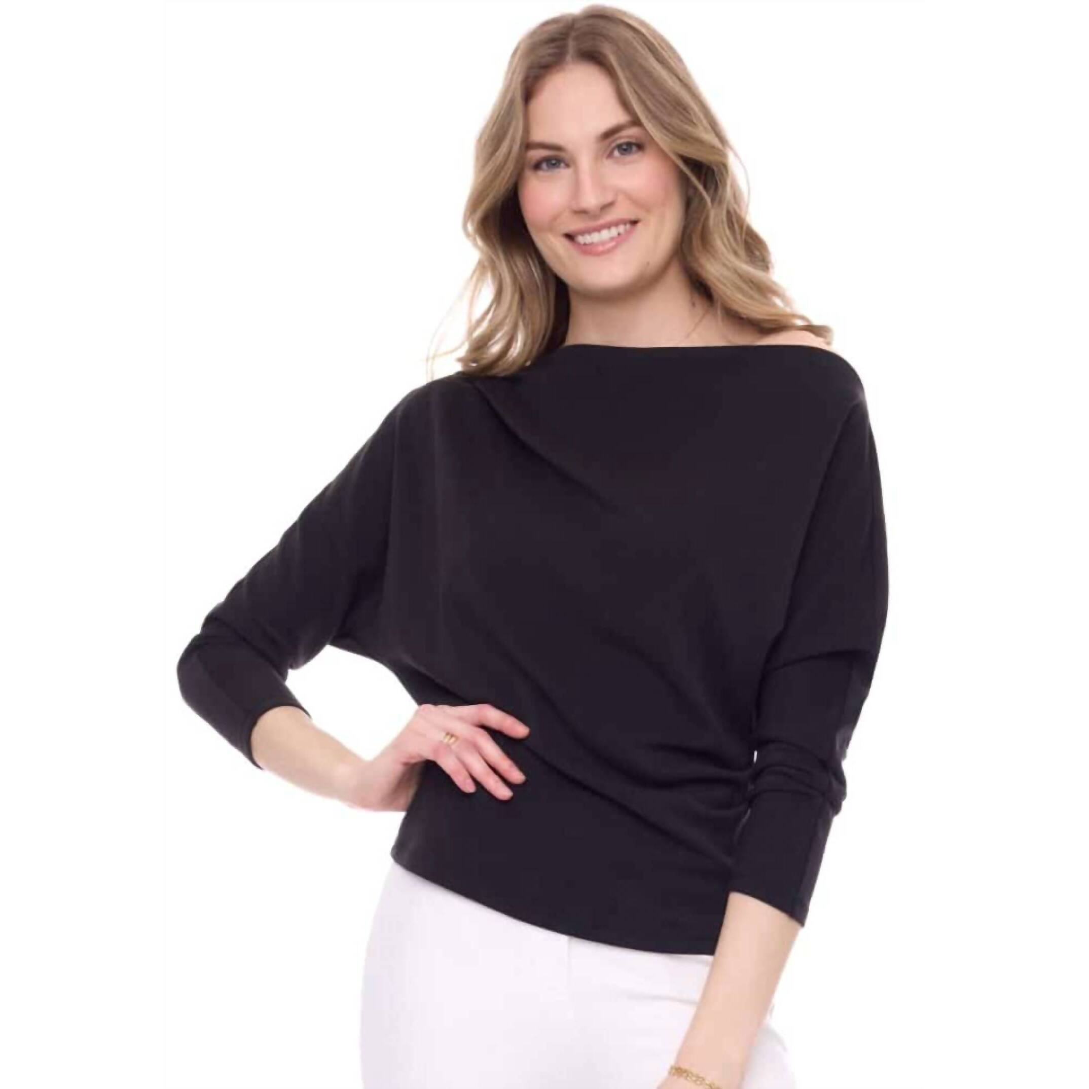 New Iltm Demi Modal Dolman Sleeve Top In Black